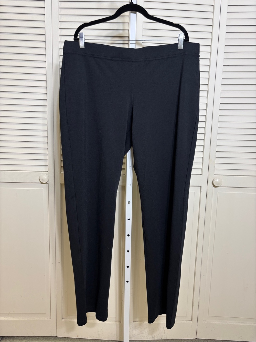 NWT Eileen Fisher Black Straight-Leg Yoke Ponte Pants XL